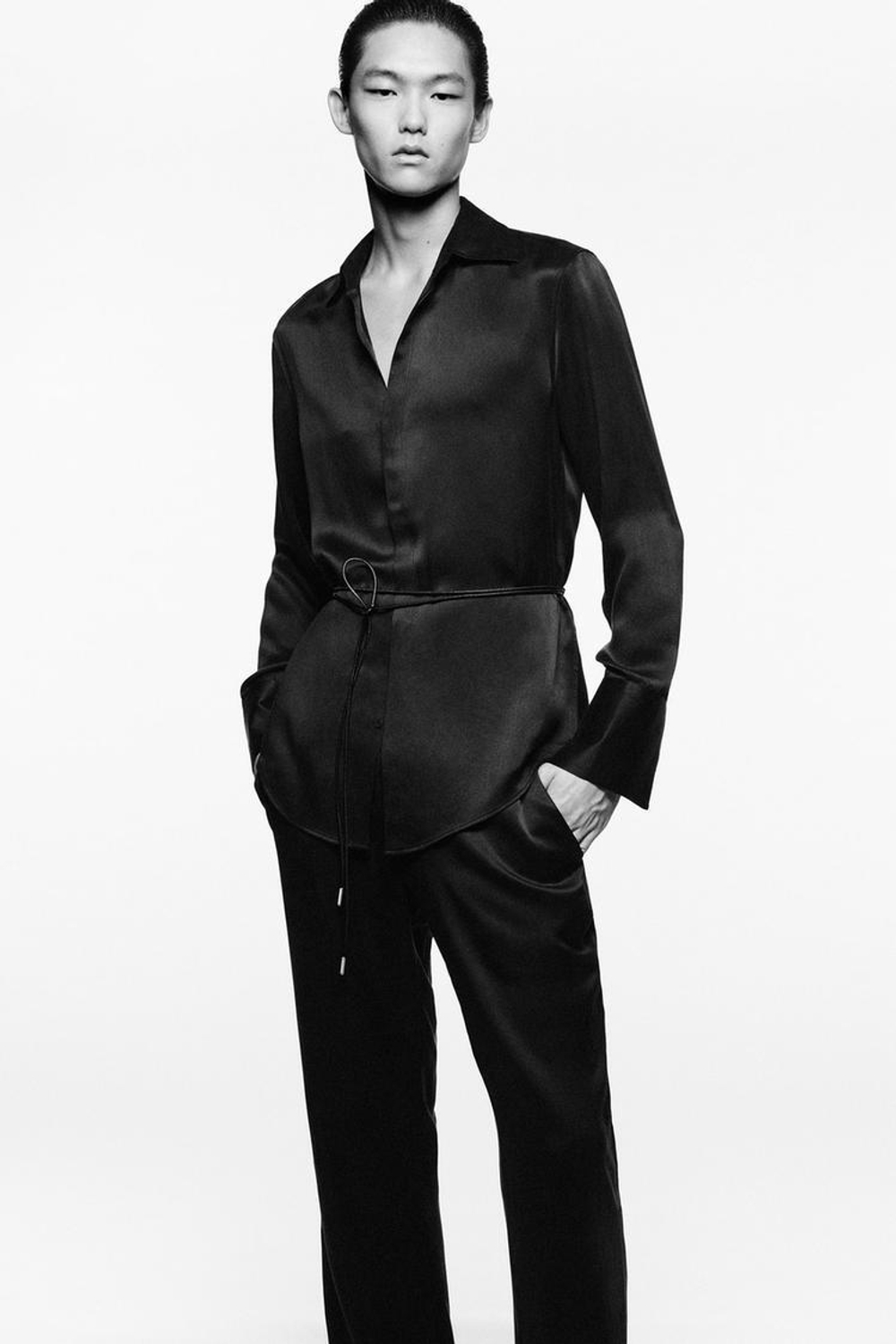 ZARA X LUDOVIC DE SAINT SERNIN РУБАШКА СВОБОДНОГО КРОЯ, ТЕМНО-КОРИЧНЕВЫЙ