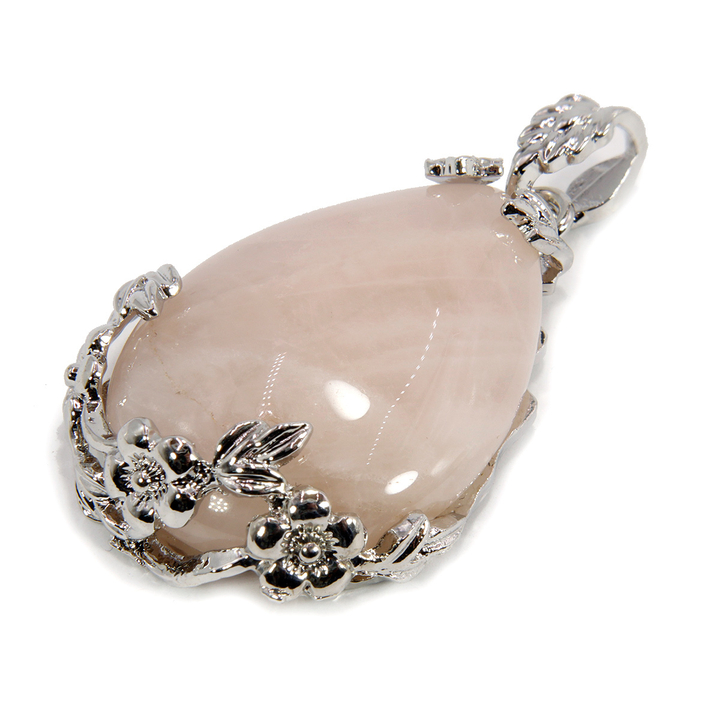 Подвеска-кулон Розовый кварц в метал. оправе цвет серебристый 4 см