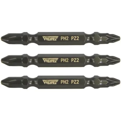 Бита PH2/PZ2 x 65мм S3 3шт. двусторонняя намагниченная WURZ 2620-3