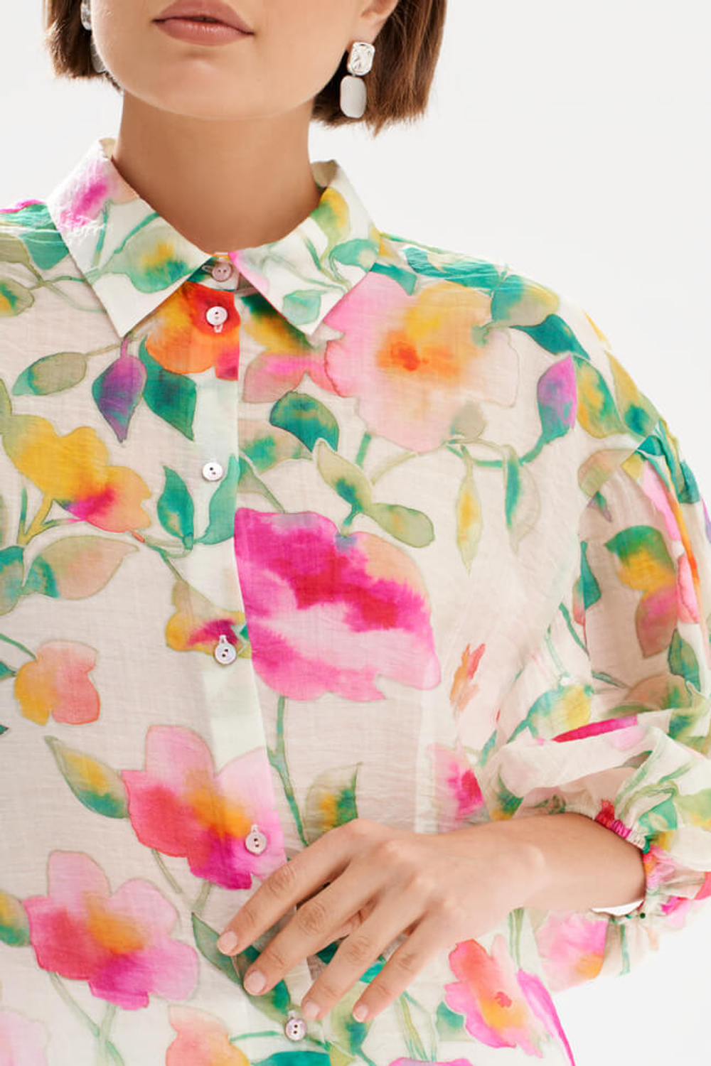 23563 Блузка женская (цветочный принт)