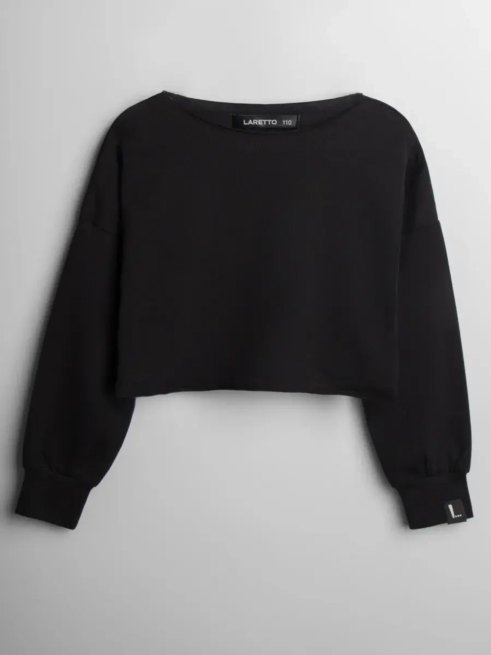 Лонгслив для девочки укороченный, черный