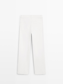 Massimo Dutti Прямые джинсы с высокой талией, экрю