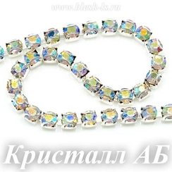 Стразовая цепь на белой основе, сс12, Кристалл АБ