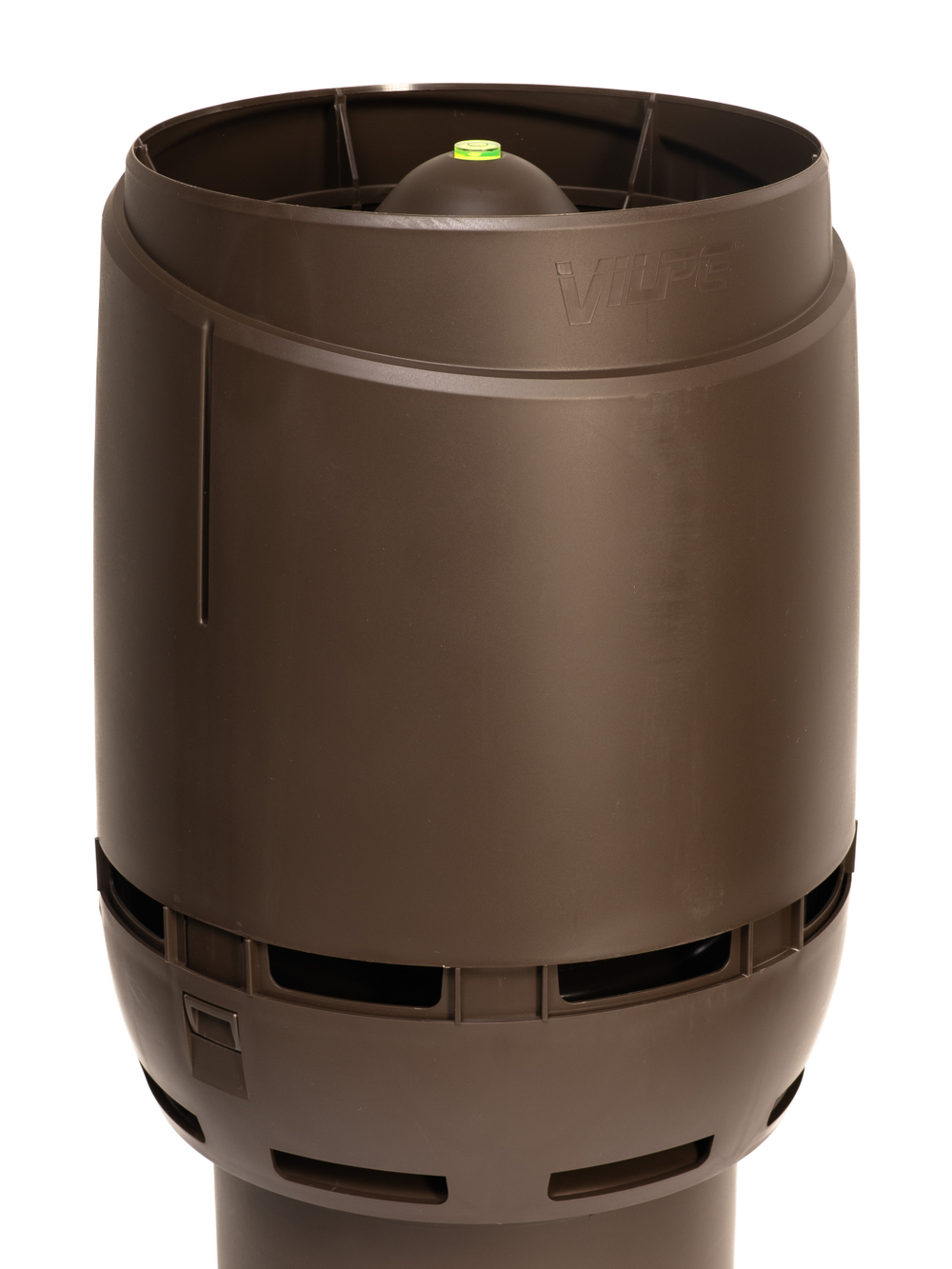 Комплект вентиляции: Вентиляционный выход изолированный Vilpe D160/225 утепленный высота H=500 мм, проходной элемент универсальный кровельный (Universal), колпак Ø 230 мм, коричневый