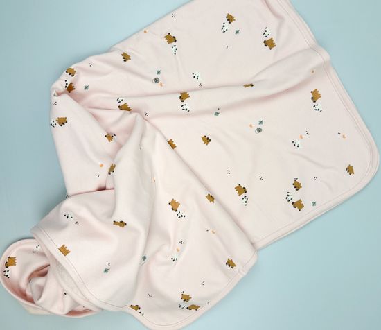 Полотенце махровое/хлопковое "Собачка" бежево-розовое