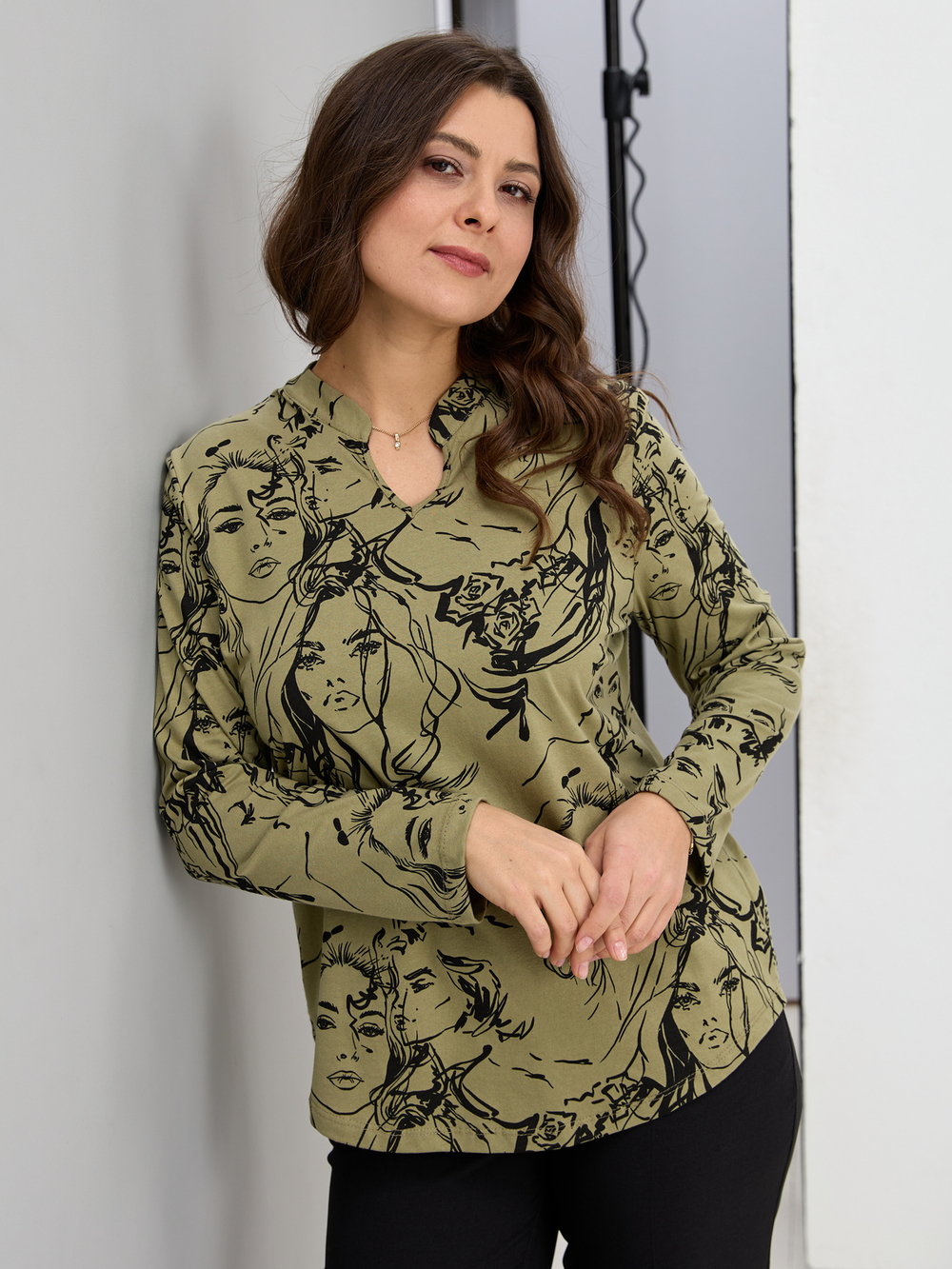 Блузка БЛк-073/хаки-лица