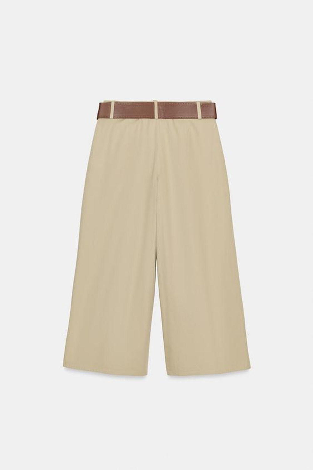 ZARA БРЮКИ-КЮЛОТЫ С РЕМНЕМ, МЯГКИЙ КАШТАНОВЫЙ