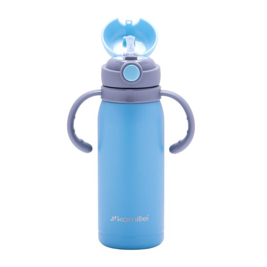 Термос для детей 450 мл. Kamille KM-2019B из нержавеющей стали с ремешком или двумя ручками