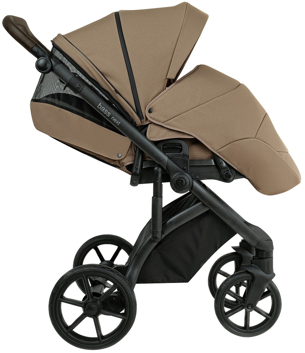 Детская коляска Roan Bass Next 2.0 3 в 1 с автокреслом Tutis Elo Lux EduSky Black BSN/42/2 Mocha Mousse/Black/руч.Cappuccino