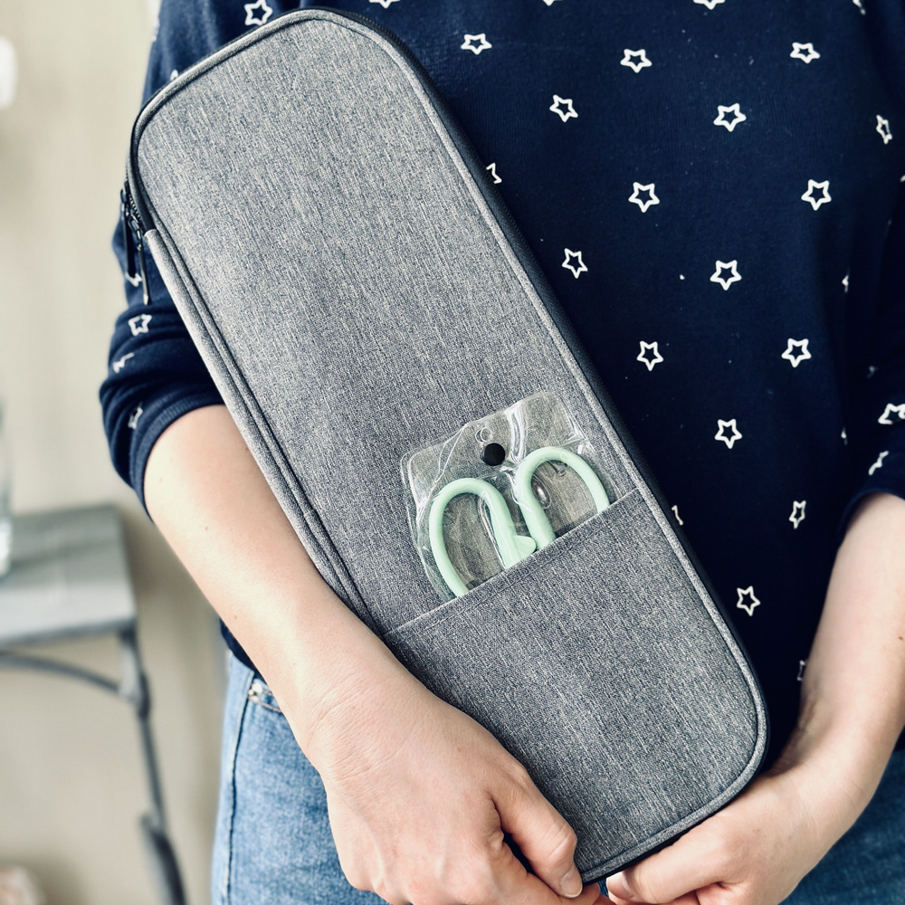 Органайзер пенал для проволоки, спиц, стеков и других инструментов для рукоделия (серый, на молнии)