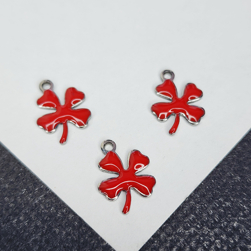 Клевер подвеска, сталь 316, цветная эмаль, р-р 12×9.5мм, штучно