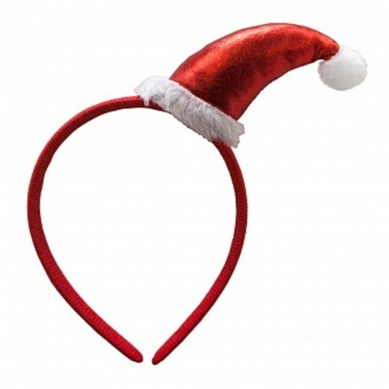 Ободок Новогодний колпак Красный металлик