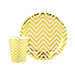 Тарелки бумажные «Зигзаги», металлик, 18 см/ 23 см, 6 шт
