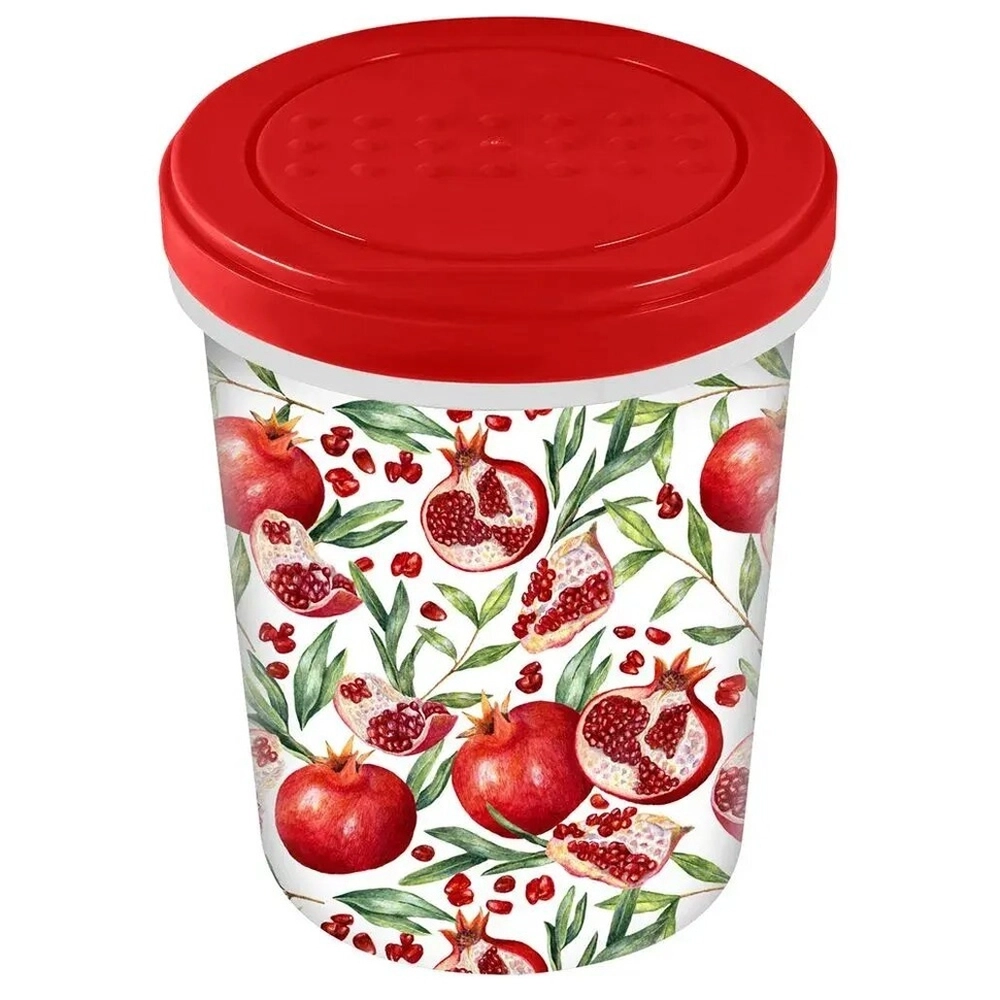 Банка с завинчивающейся крышкой Asti 1,0л с декором (красный)