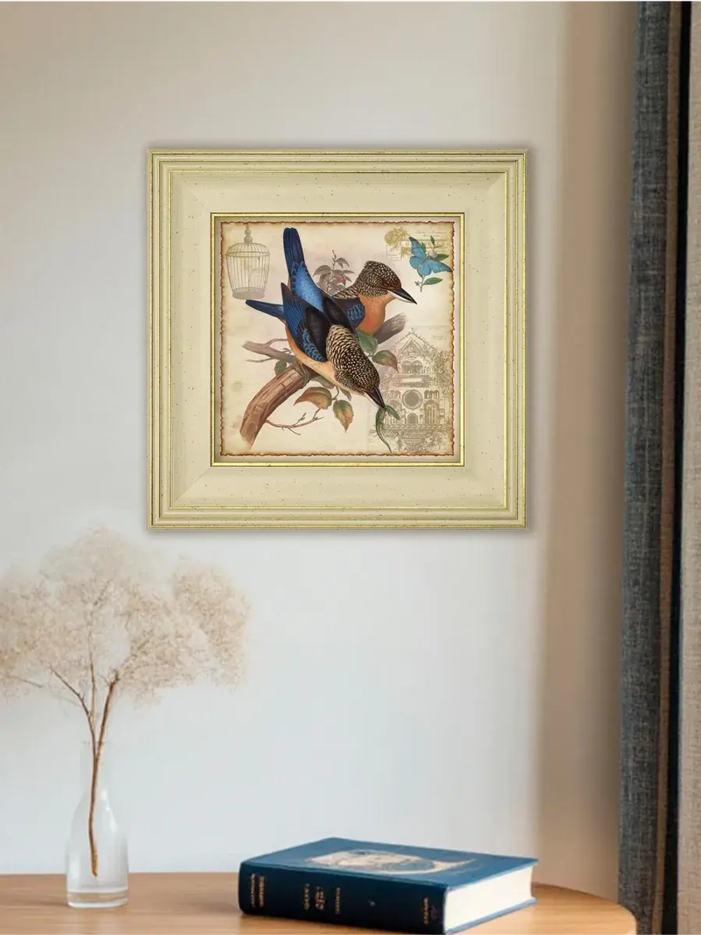 Картина интерьерная на холсте в раме "Птички" 30*30 см