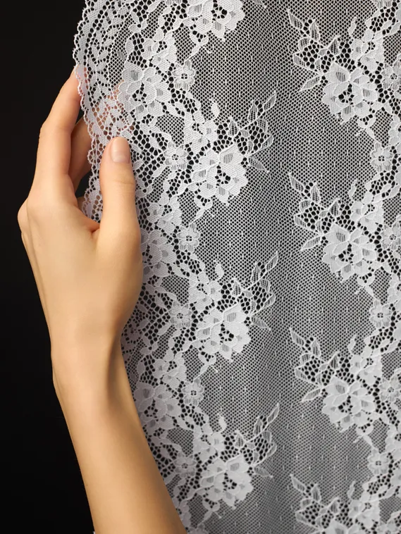 03-292 ОПТ Кружево эластичное 23 см, белый 001