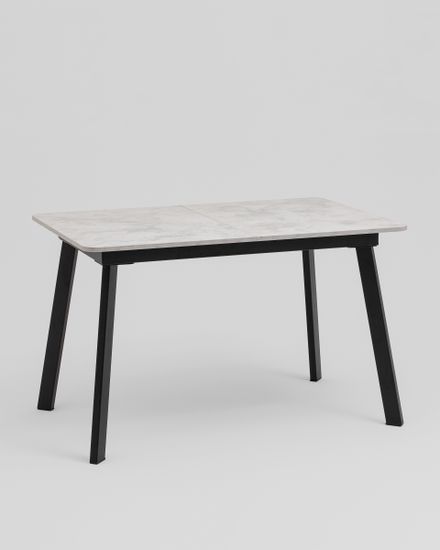 Стол Batu new 120-160/80/76 столешница ЛМДФ ароза светлая подстолье металл черный