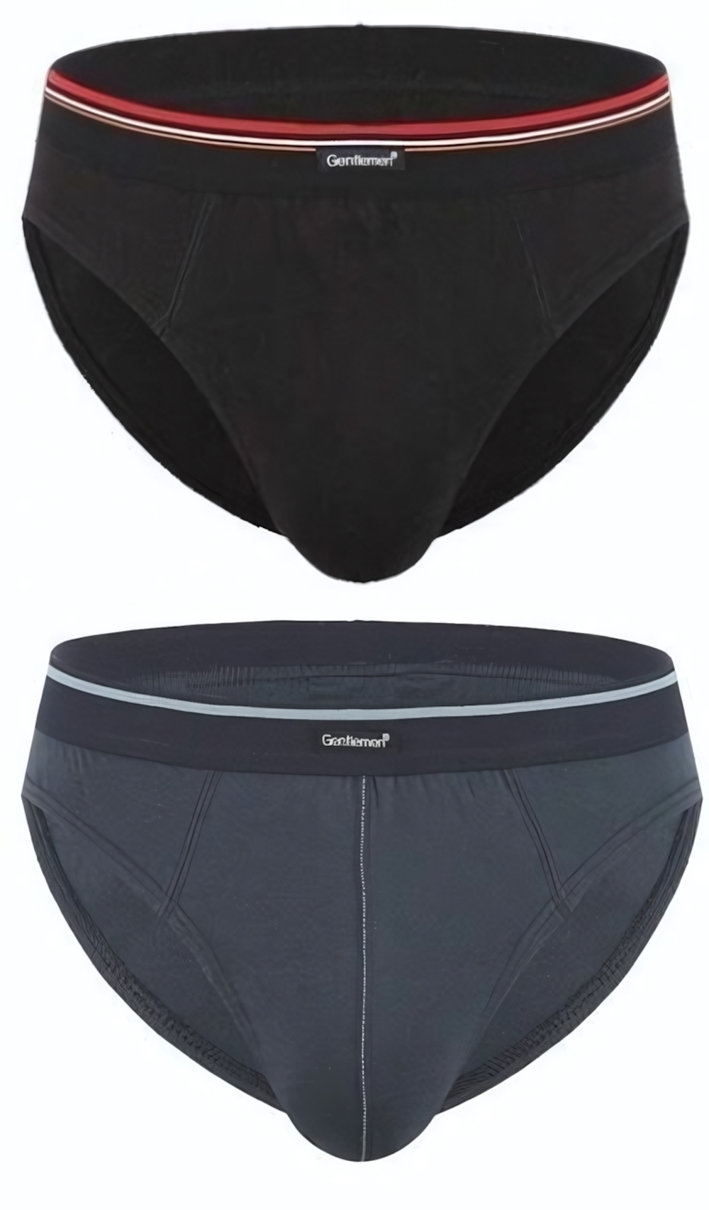 Комплект из двух хлопковых трусов-слипов (Размер: XL) (Цвет: черный с серым)