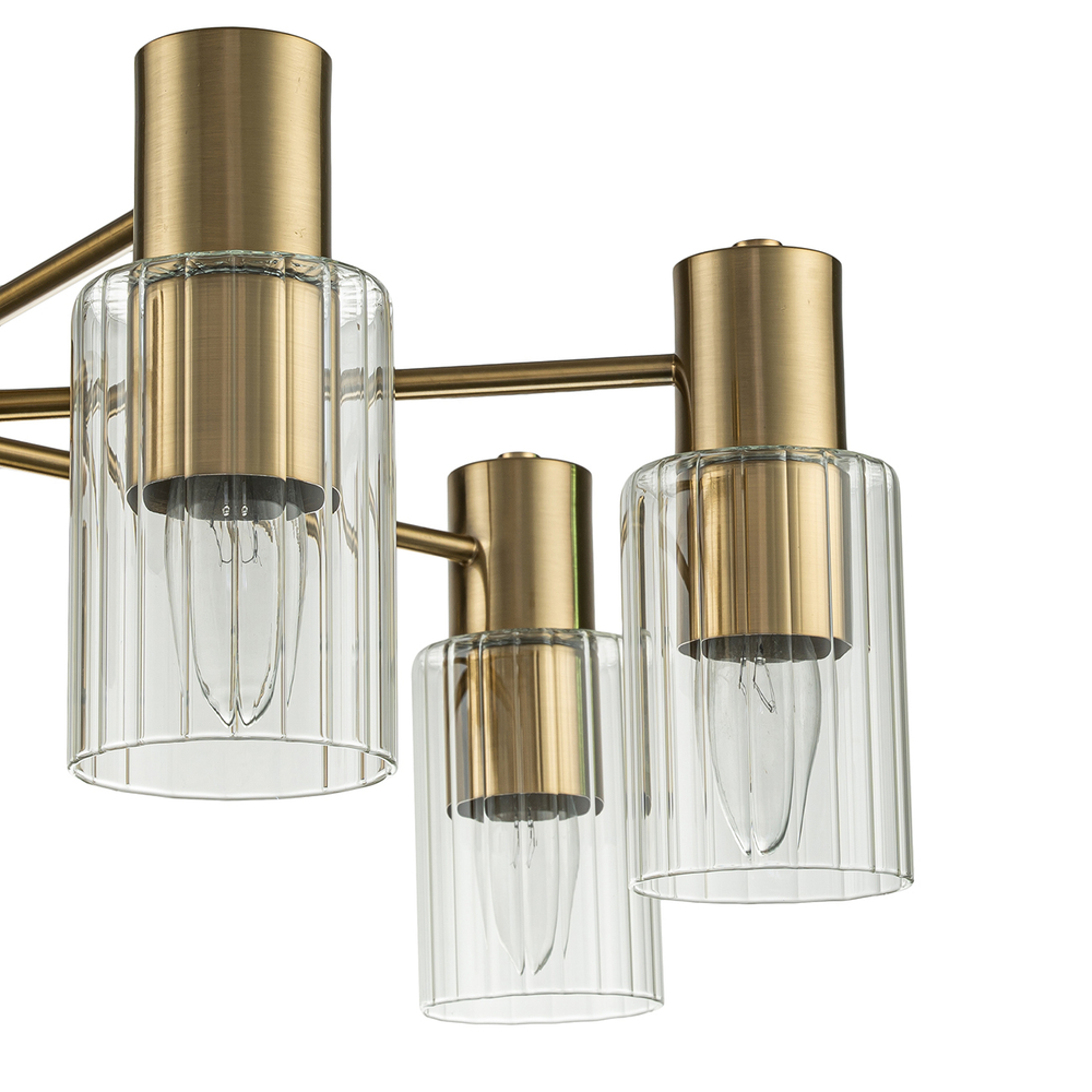 Светильник на штанге 7x40Вт, E14, металл/стекло, золото