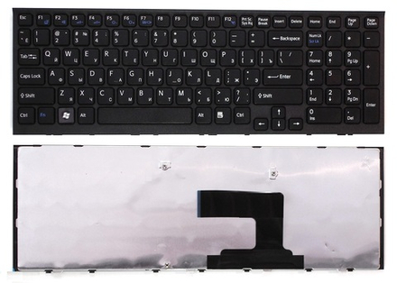 Клавиатура для ноутбука Sony Vaio VPC-EL Series (Черная, с черной рамкой, плоский Enter)