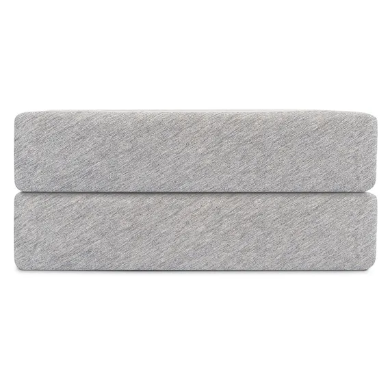 Простыня на резинке из хлопкового трикотажа серого цвета из коллекции essential