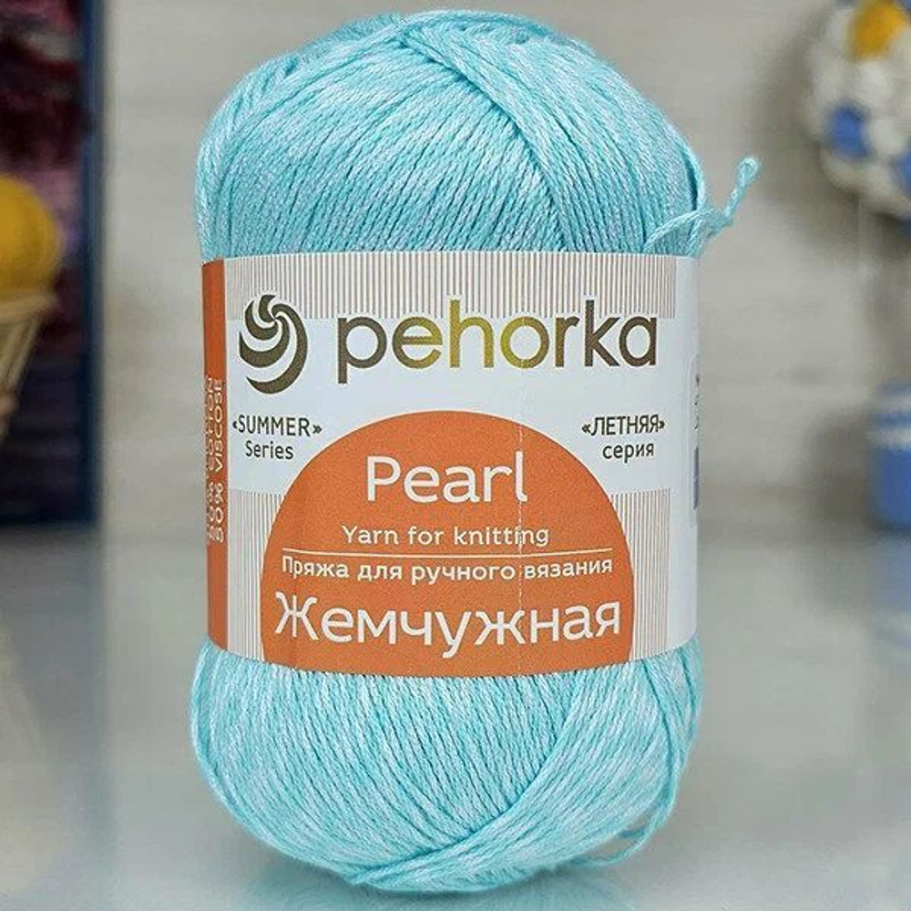 Жемчужная пряжа Пехорка 50%хлопок 50%вискоза 5х100г/425м (411-Мята)
