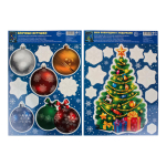 Комплект новогодних наклеек А4+ "Ёлка новогодняя" 2 наклейки, видны с обеих сторон, снежинки из бели