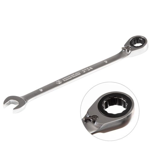 KING TONY (373A09M) Ключ трещоточный комбинированный с реверсом 9 мм