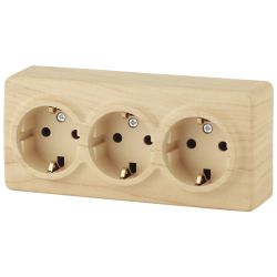 Розетка ЭРА Эксперт 11-2209-11 тройная с заземлением 3х2P+E Schuko со шторками 16A-250В IP20 ОУ горизонт. сосна | 