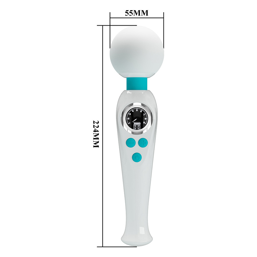 Белый вибратор-wand 22,4см с дисплеем Pretty Love Skyler Massager Wand White BW-055016LED-3