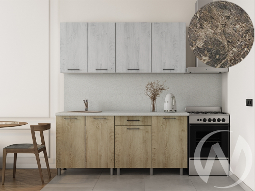 Кухня Одри 1.8м (корпус белый/дуб остин серый; дуб остин бежевый) 38мм королевский опал