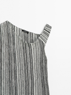 Massimo Dutti Вязаный топ с полосатым узором, черный