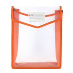 Папка-конверт на кнопке Alingar, A4, 330х250х75 мм, вертикальная, 450 мкм, карман для визитки, ассорти, прозрачная