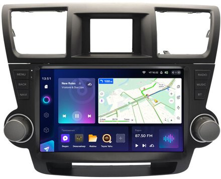 Магнитола для Toyota Highlander 2 XU40 2007-2013 (рамка с крутилками и кнопками) - Teyes CC3-2K монитор 10.36" 2K QLED на Android 10, ТОП процессор, CarPlay, 4G SIM-слот