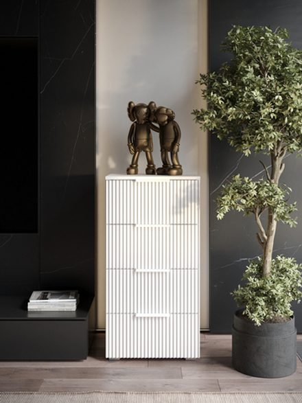 Комод Olympia для одежды, 4 ящика, цвет белый, габариты 45х90х40 см