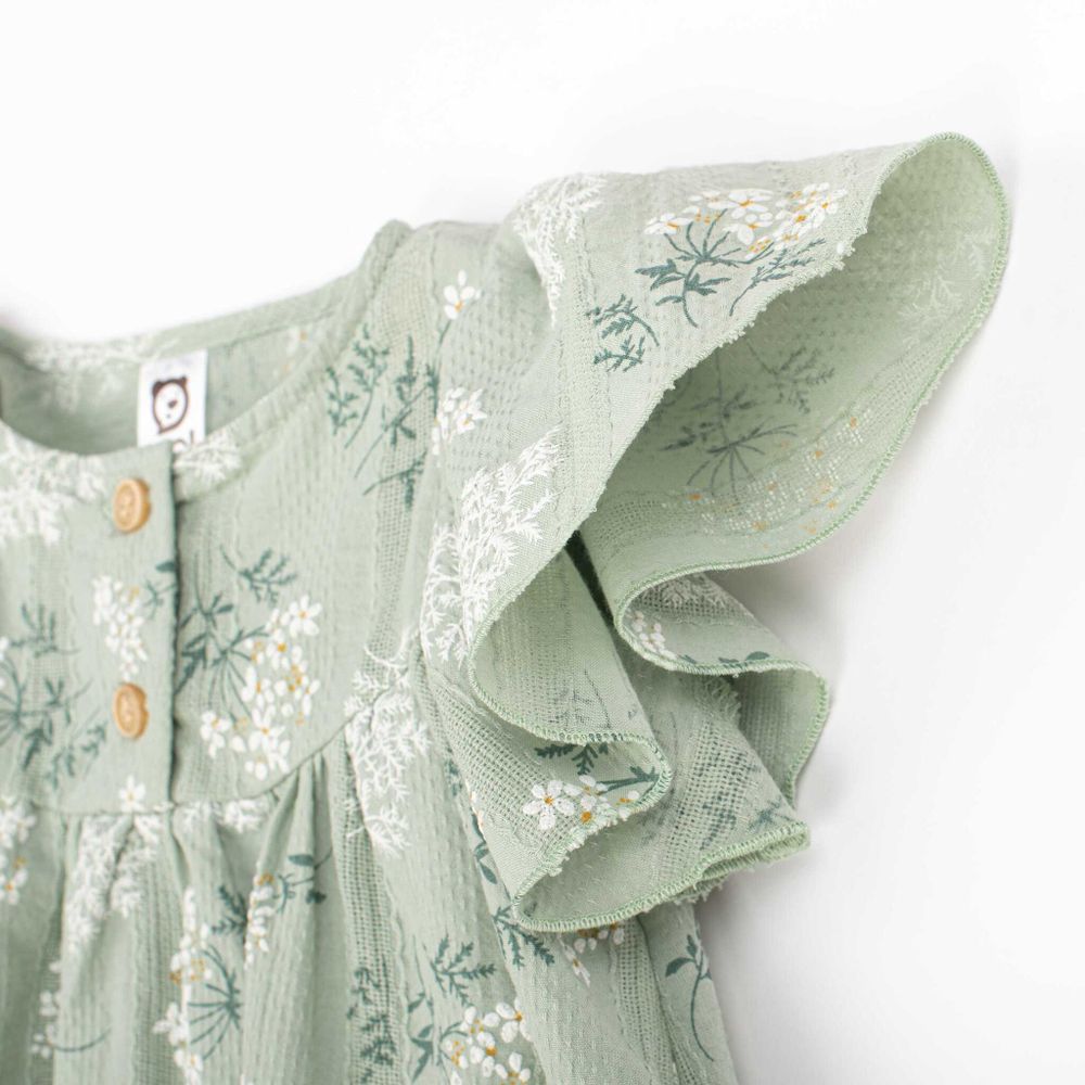 Платье хлопковое с цветочным принтом "Зеленое"