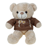 Медведь в кофте с капюшоном и 2-мя вышитыми шариками на кофте мал. 23x35x30см. (Hand)