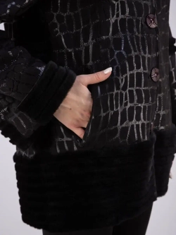 Дубленка женская натуральная с капюшоном оверсайз Турция