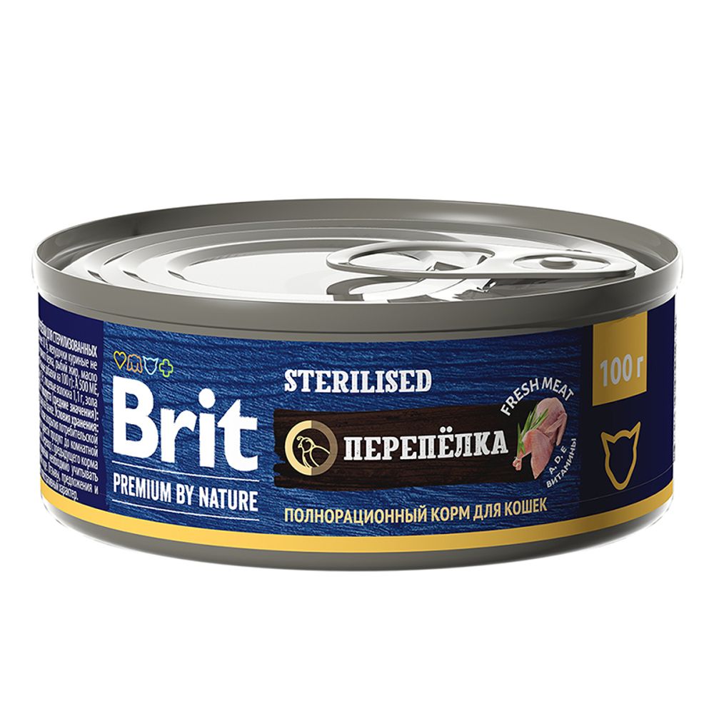 Консервы Brit Premium by Nature с мясом перепёлки для стерилизованных кошек 100гр