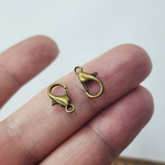 Замок карабин, античная бронза, бижутерный сплав, 12×6мм, штучно