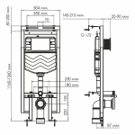 Инсталляция для унитаза WasserKraft Dinkel 58TLT.010.ME.MB02 с черной матовой кнопкой