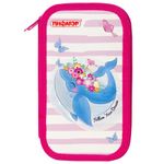 Пенал ПИФАГОР, 2 отделения, ламинированный картон, блестки, 19х11 см, "WHALE", 229156