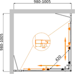 Душевой уголок Cezares MOLVENO-A-22-80+20-C-Cr-IV, 100х100х195, профиль хром, стекло прозрачное