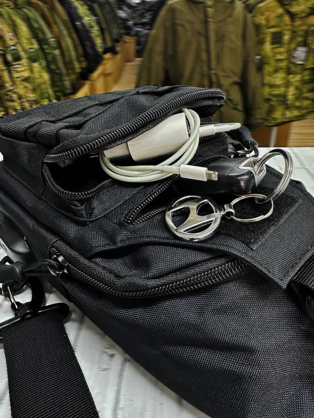 Тактическая плечевая сумка / чёрный