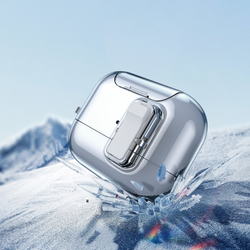 Усиленный прозрачный чехол для наушников AirPods Pro 2, Dux Ducis, серия PECR Series (встроенная подставка для смартфона)