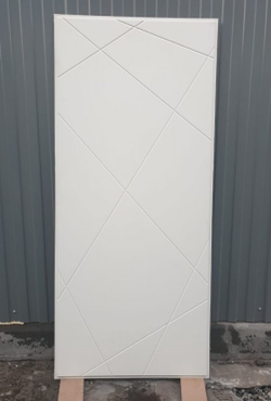 Входная металлическая дверь с зеркалом Лекс New Line Соната Шагрень белая / № 109 Белый софт