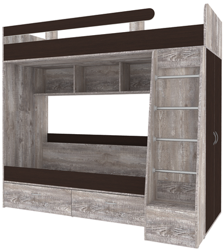 Двухъярусная кровать КарИВи Юниор 6 Бетон Венге