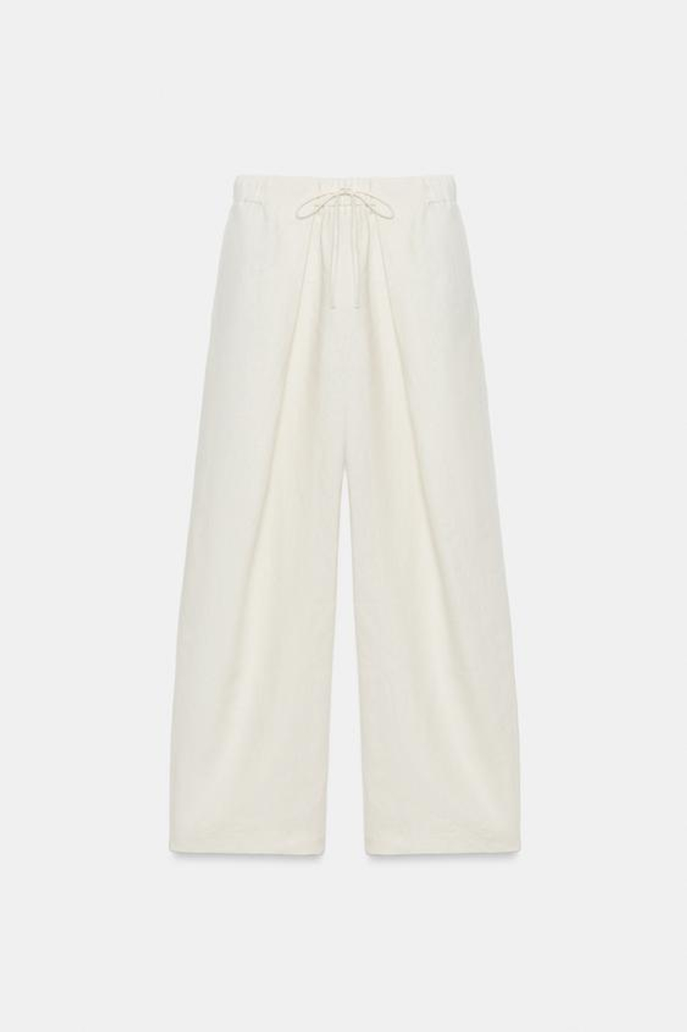 ZARA БРЮКИ СО СКЛАДКАМИ ИЗ 100% ЛЬНА — ZW COLLECTION, ЭКРЮ