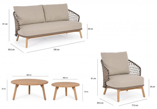 Комплект деревянной плетеной мебели Eularia