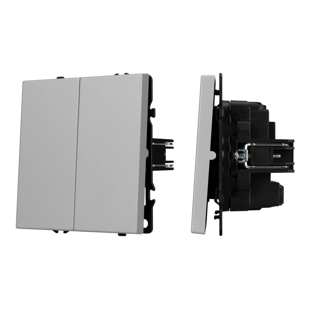 Механизм выключателя двухклавишный перекрёстный SWT-NOBE-MKX2-SFPL-IS (230V, 10A) (Arlight, Никель) 061794